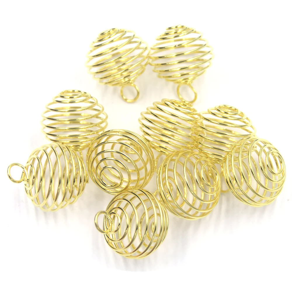 50 шт. спиральные бусины золотого цвета кулоны клетки для самостоятельного