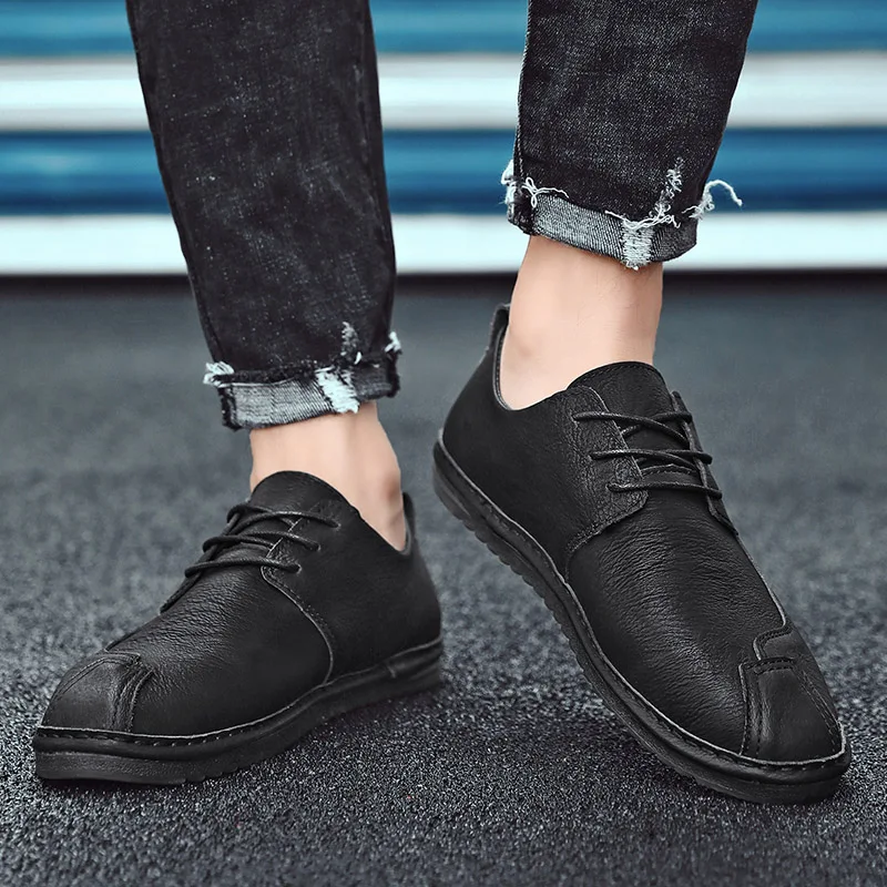 

2020Spring Autumn New Hot Fashion Men Lace-up Leather Casual Shoes Trend Shoe Cool Loafers Flats Designer Shoes Men High Quality