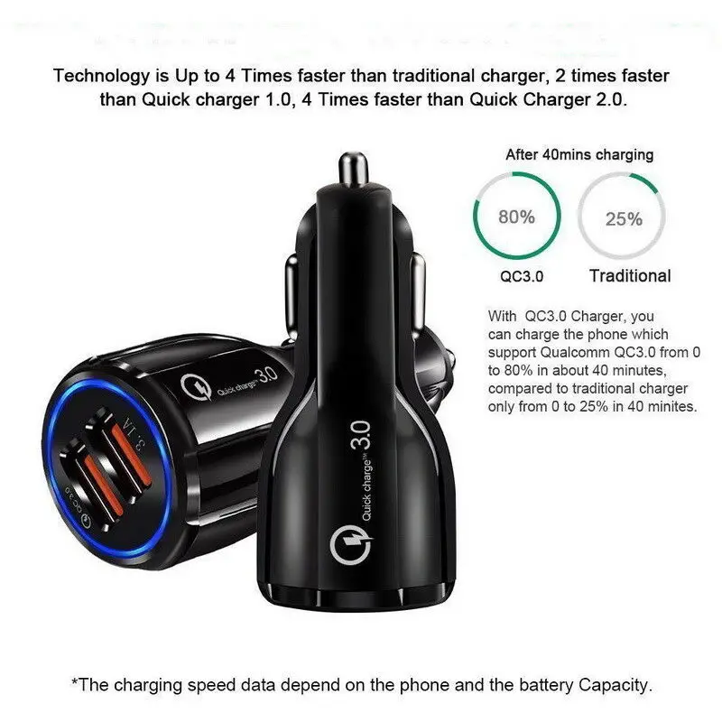 Автомобильное зарядное устройство Quick Charge 3 0 автомобильное USB для телефона