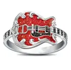 Дизайнерское кольцо в стиле хип-хоп для электрогитары, кольцо с микро-кристаллом красного цвета, специальное Ювелирное Украшение для ведущего певица