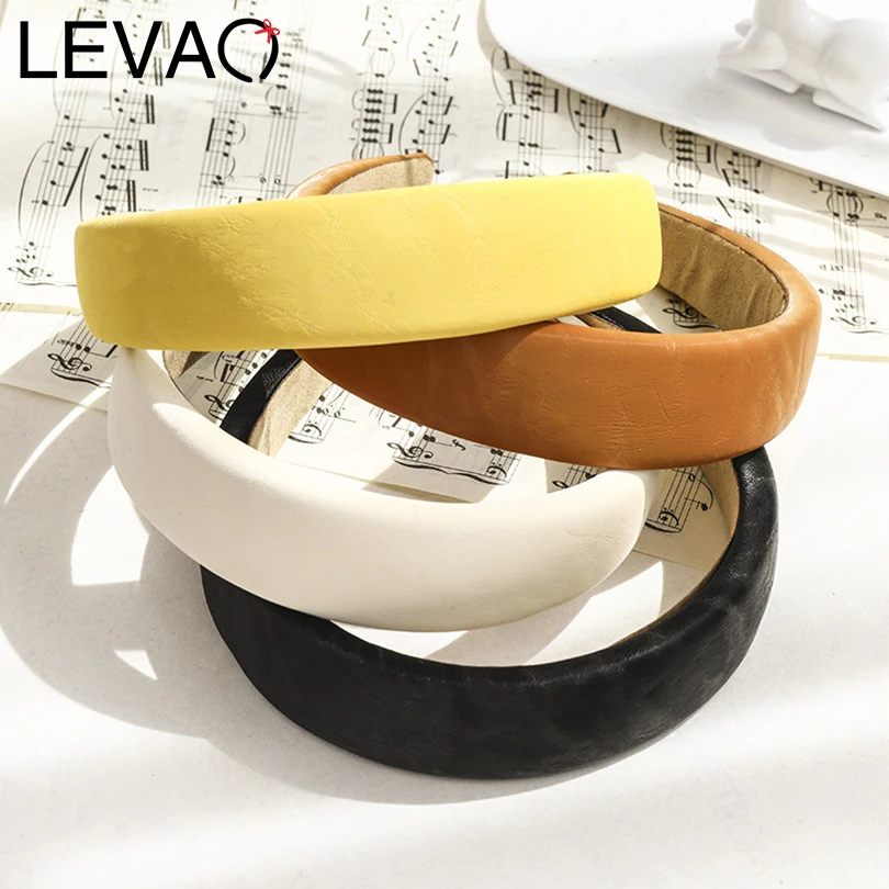 Женский ободок для волос LEVAO однотонный из мягкой искусственной кожи