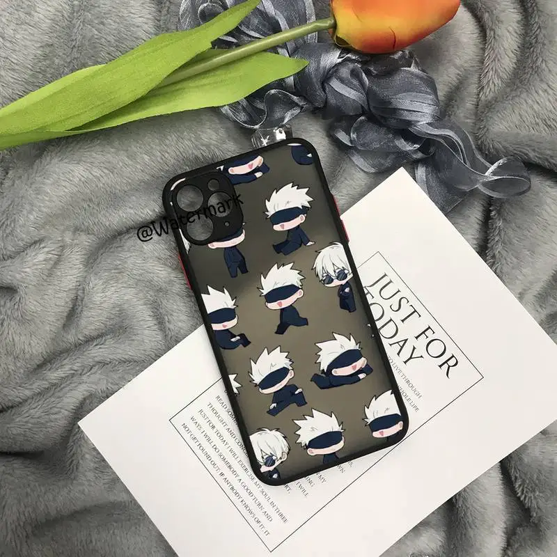 Чехол для телефона с аниме juютсу Kaisen Gojo Satoru IPhone 13 12 11 Pro Max Xs Xr X 7 8 Plus черный матовый