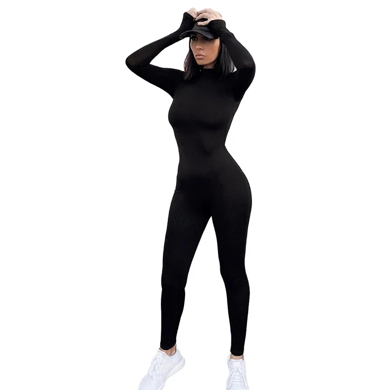 

Fashion Autumn Women Jumpsuit Streetwear Long Sleeve Bodycon Solid Winter Sport Fitness Jumpsuits Romper Overalls For Women