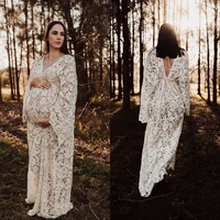 full lace long sleeve prom dresses photoshoot gowns v back women maternity gowns custom made illusion robes