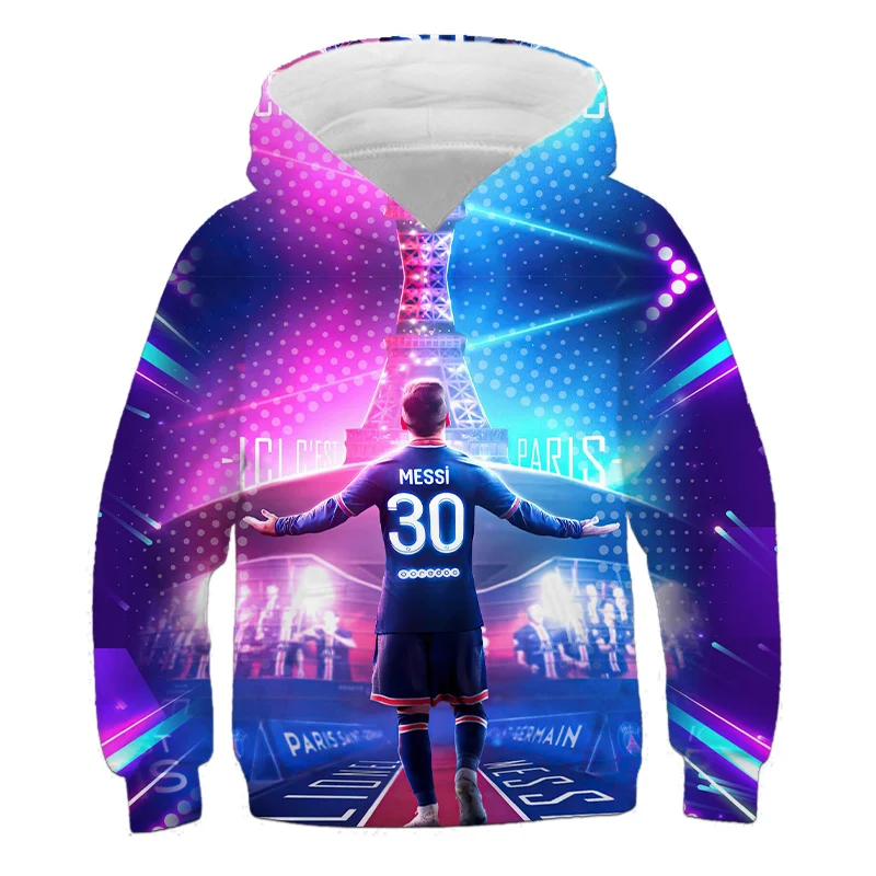 

Boys' And Girls' Football Training Sweatshirt, Outdoor Leisure Fashion Coat, Children's Animation 3D Sweater, PSG, 4-14t