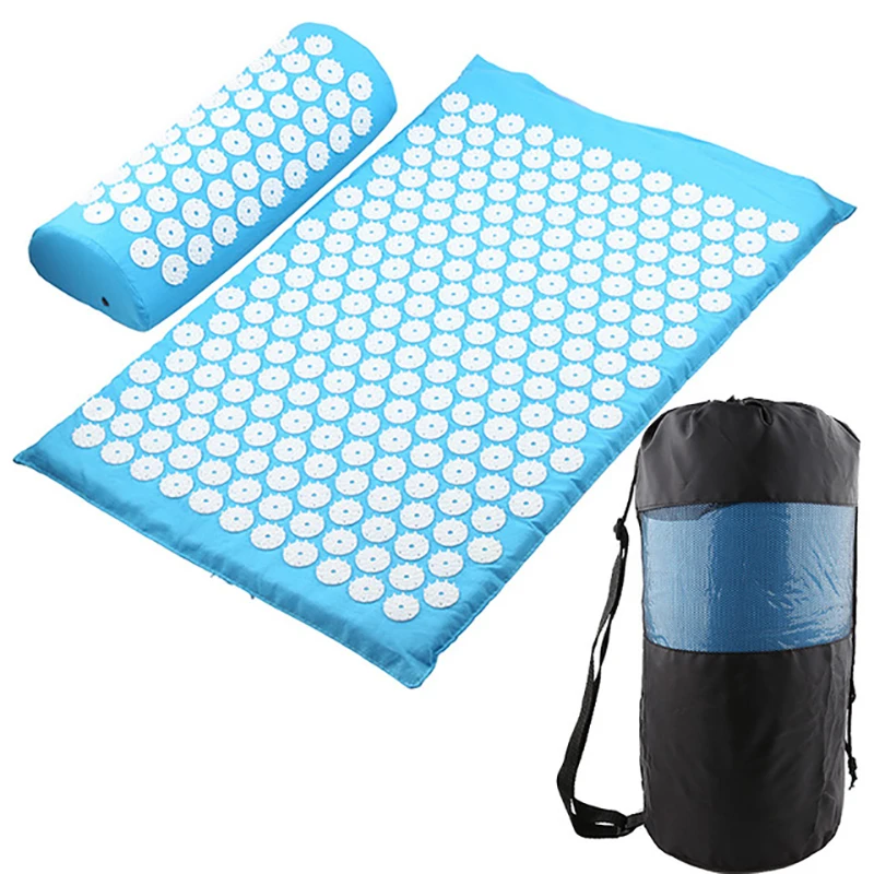

Massage Cushion Yoga Acupressure Mat and Pillow Set Neck Back Foot Massager Pain Stress Relief Massage Pad