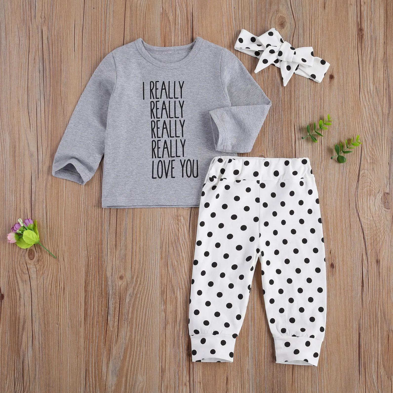 

Хлопковая футболка с длинным рукавом и буквенным принтом для новорожденных мальчиков и девочек 0-24 мес., топы, штаны в горошек и длинные штан...