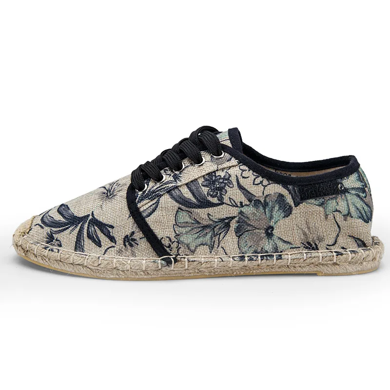 

Morning Glory Men's and Women's Hand-made Canvas Shoes Lovers Lazy Shoes Linen Breathable Fashion Cloth Shoes Fisherman Shoes