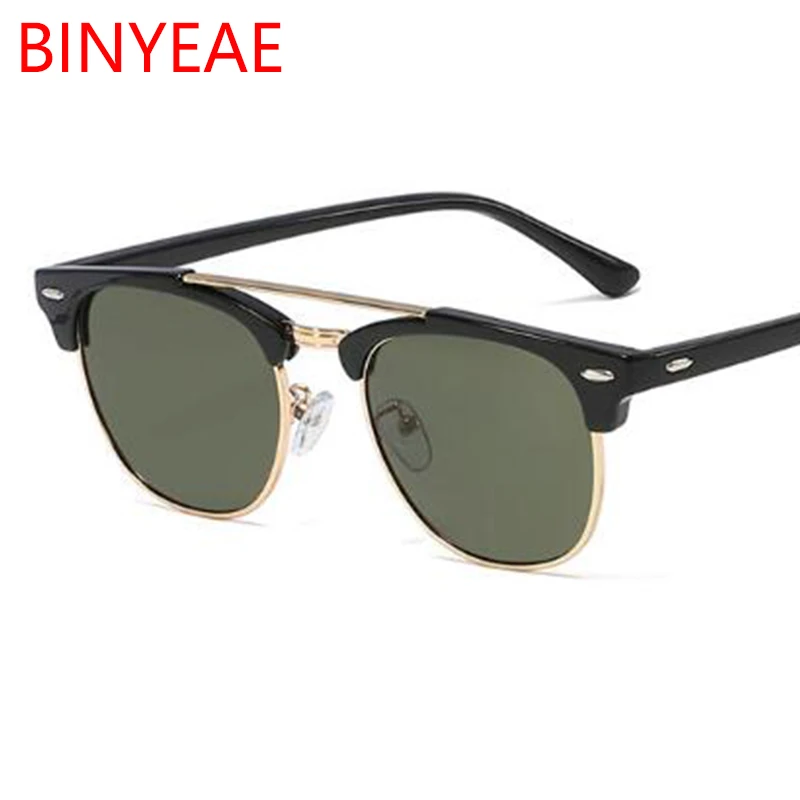 Женские солнцезащитные очки в полуоправе с заклепками брендовые дизайнерские