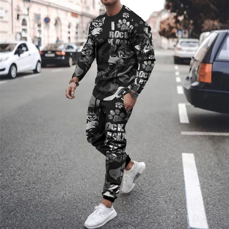 

2021 Summer T-shirt Pants Two-piece Men's Casual Sports Suit 3D Printing Sportswear Fashion Men's Clothing