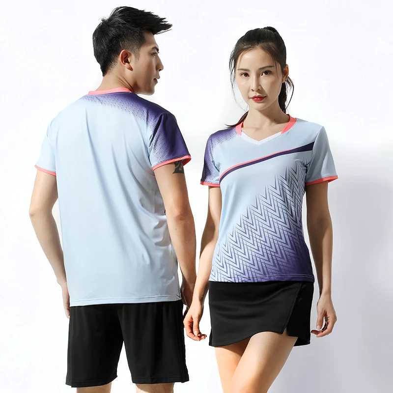 Новая теннисная рубашка костюм для бадминтона Мужская + женская настольного