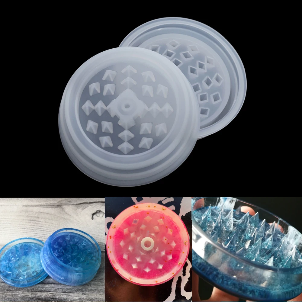 

1 Set Crystal Epoxy Resin Mold Tobacco Grinder Leaf Herbal Herb Smoke Spice Crusher Silicone Mould for DIY Crafts Making Tools