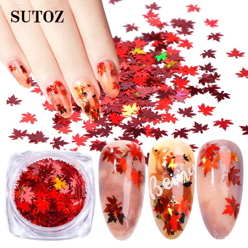 1 коробка кленовые листья Блестки для нейл Арта (искусство украшения ногтей)