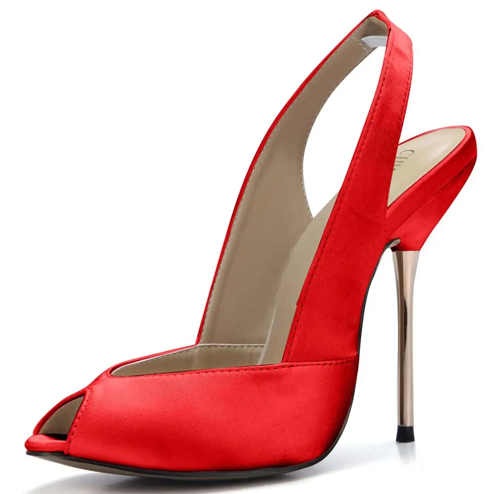 Пикантные атласные свадебные вечерние открытый носок с ремешком на пятке