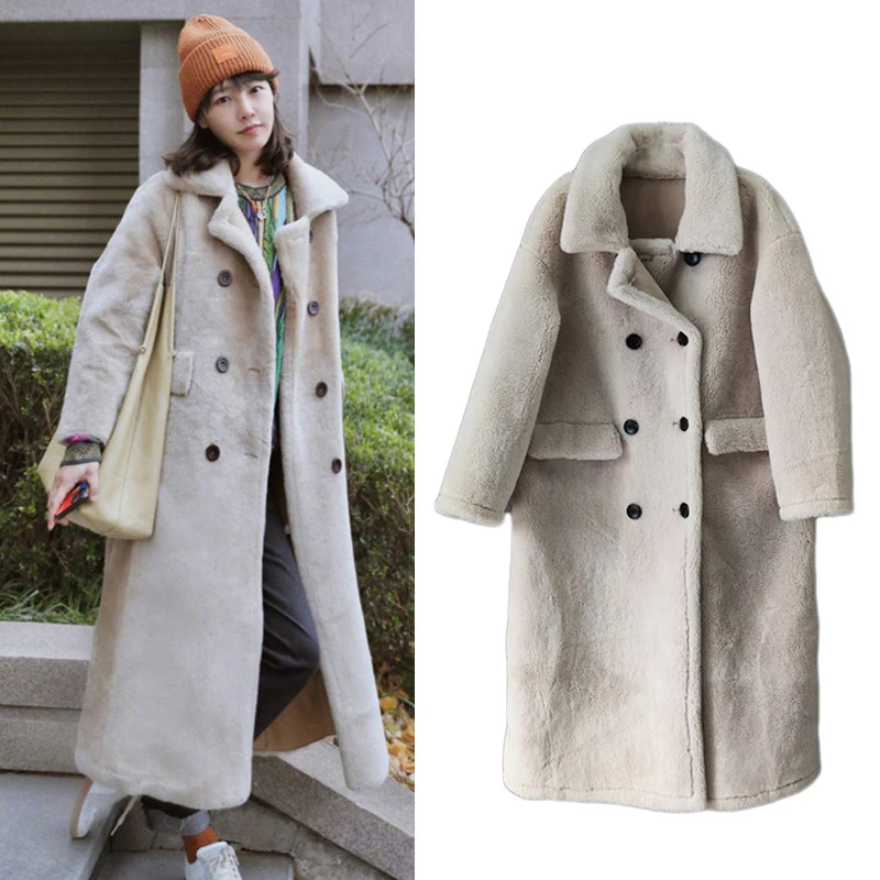 

2021 New Women Winter Warm Faux Fur Coat Thick Female Long Coat Turn Down Collar for Woman Warm Coat Casaco Feminino Veste Femme