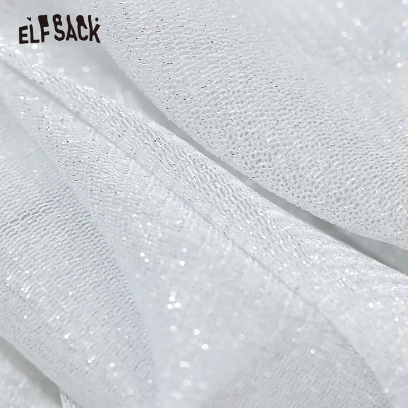 Женская сетчатая блузка ELFSACK белая Повседневная Блузка с оригинальным