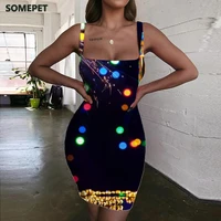 somepet colorful dresses women new year halter sleeveless beer ladies dresses party 3d print womens clothing summer beach boho