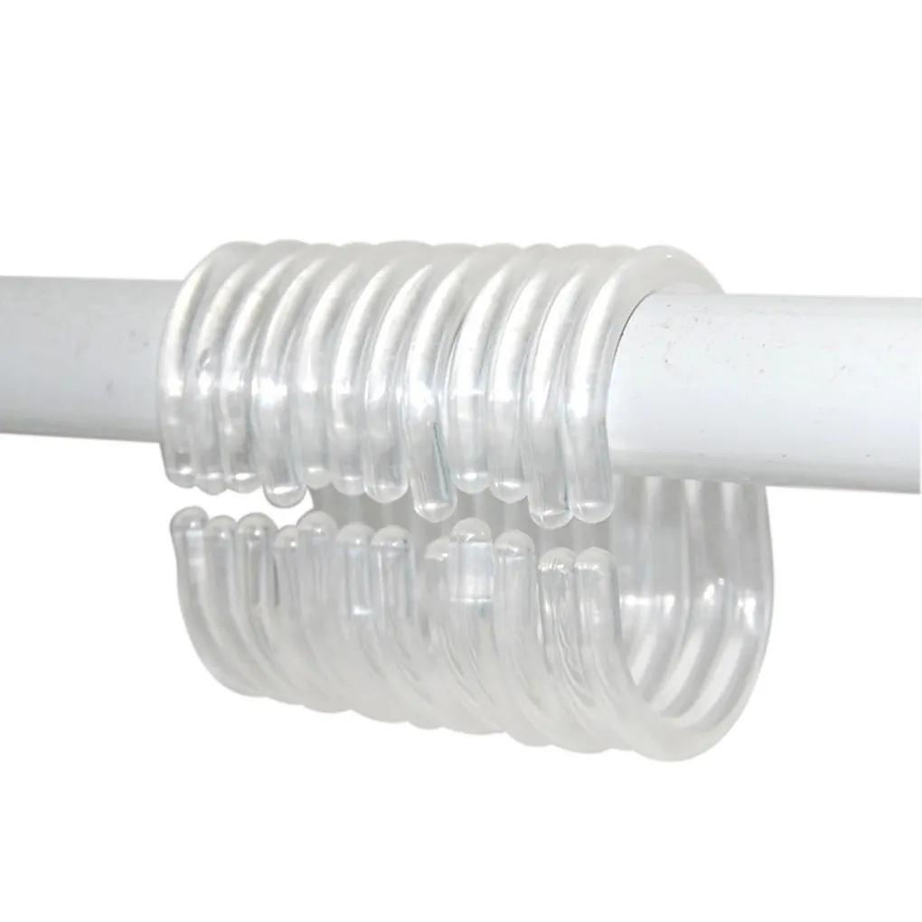 

24pcs/set Bendable Transparent C Shape Hanging Shower Curtain Ring Bathroom Curtains Accessories Hook