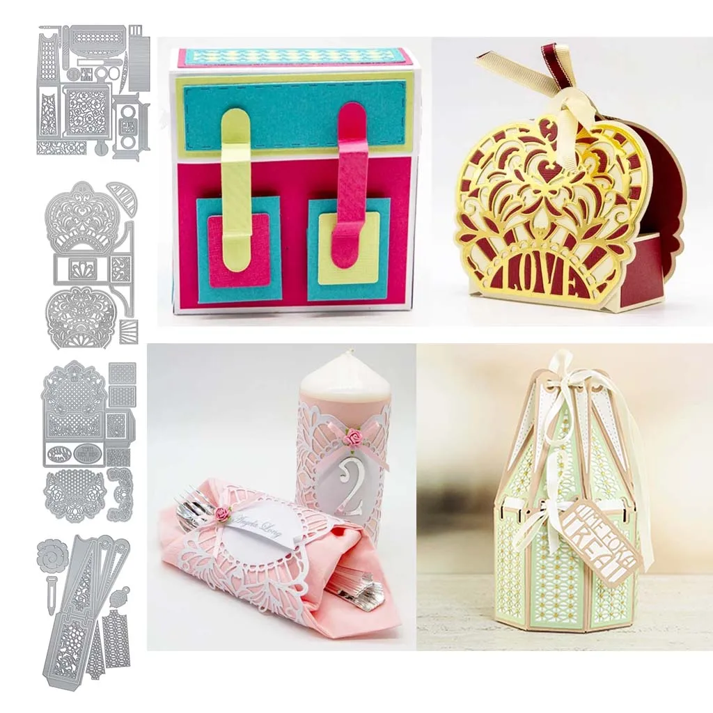 

2021 New Arrival DIY Gift Box Shape Metal Cutting Dies Scrapbook Decoration Stencil Handmade Card Make Model Craft Mold Die Cut