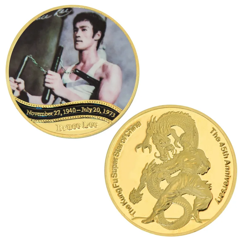 

Commemorative Medal Bruce Lee Commemorative Coin Metal Crafts Gold-plated Badge Medal Collection Badge Gift Souvenir Coins