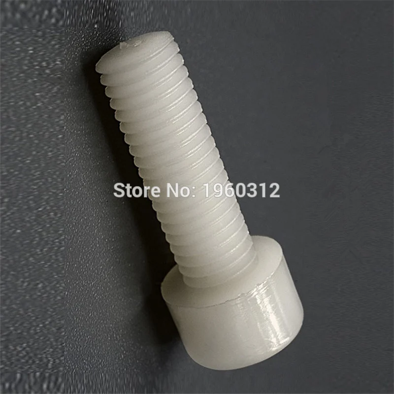 1000pcs/Lot DIN912 M3 M4 M5 x 6/8/10//12/15/20/25/30/35/40 White Plastic Screw Nylon Bolt Hexagon Hex Socket Head Cap Screws |