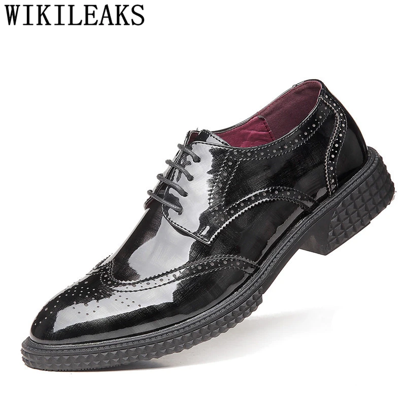 Броги оксфорды для мужчин свадебные туфли мужские деловые кожаные обувь