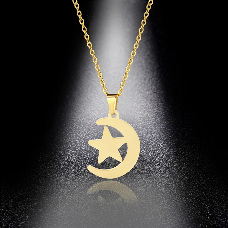 Женское Ожерелье чокер из нержавеющей стали с подвеской в виде Луны и