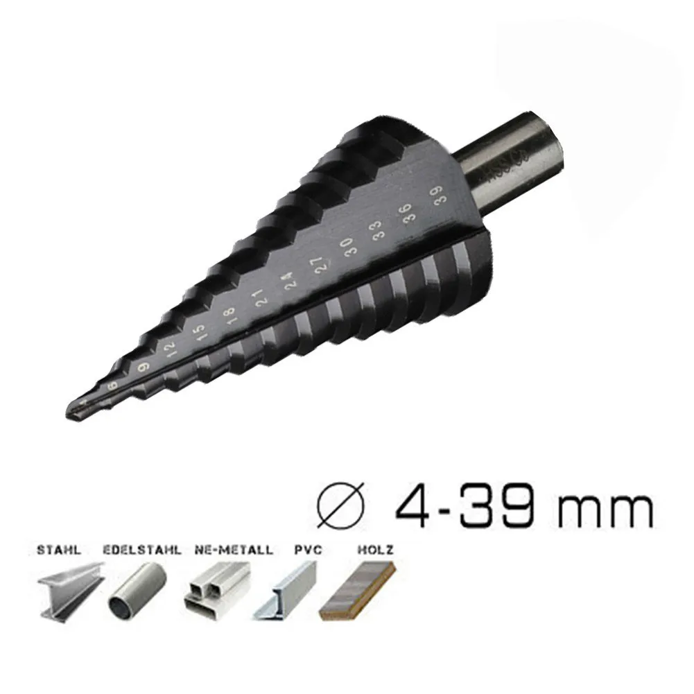 

4-39mm Step Drill Cutting Gold Groove Hole Opener Plate Shank Straight