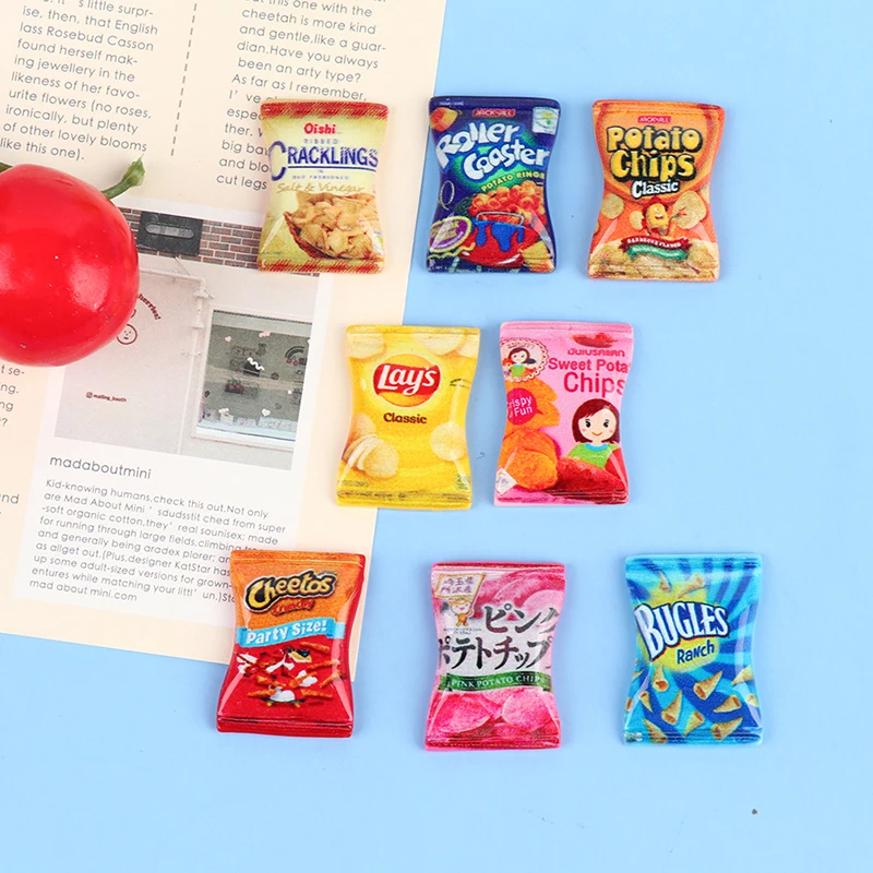 

10Pc Dollhouse Resin Simulation Candy Potato Chip Snack Phone Case Accessories