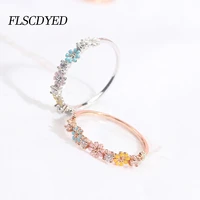 flscdyed luxury dripping oil flowers gold silver color rings for women men 2021 new fashion korean girl rhinestone rings jewelry