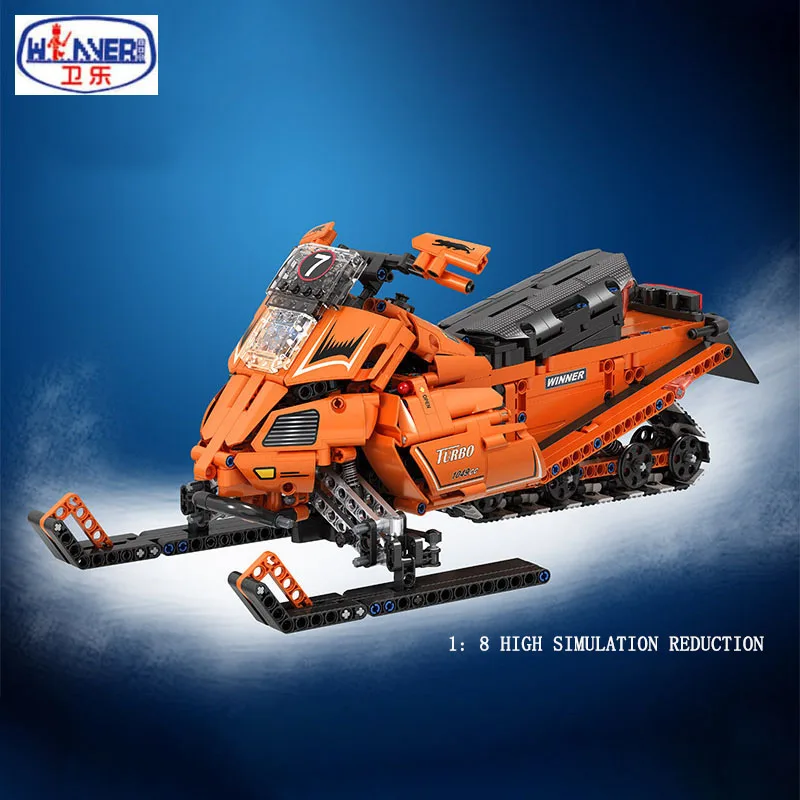 961 Pcs Building Blocks Technic Pedal Motorcycle Snow Motorbike 1:8 Model Block DIY Brick Toys Boy Gifts |