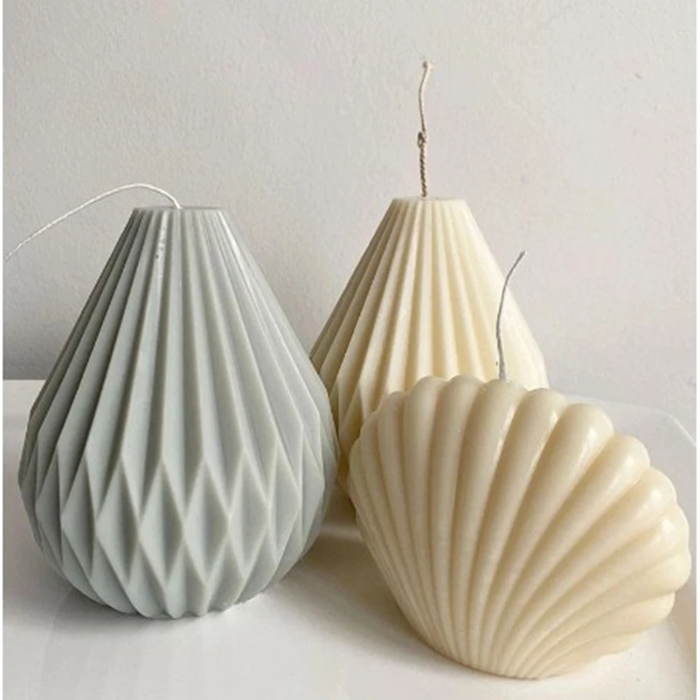 Геометрическая линия силиконовая форма в виде свечи груши оригами ракушки