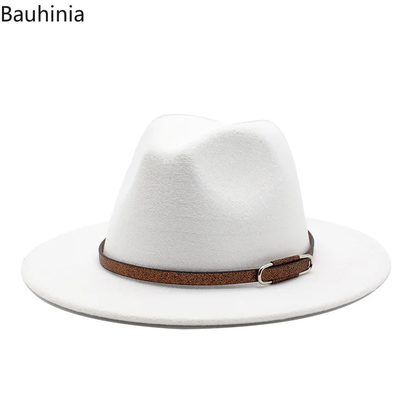 

Men New Wool Fedora Hat With Leather Ribbon Elegant Lady Winter Autumn Wide Brim Jazz Church Panama Sombrero Cap Gambler hat