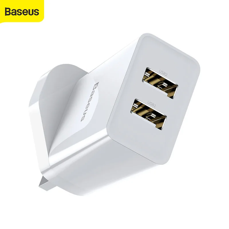 Настенное зарядное устройство Baseus с двумя USB разъемами для iPhone штепсельная Вилка