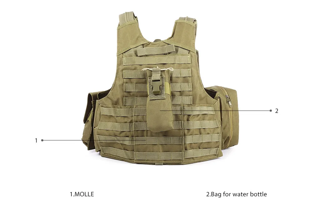 Camouflage Hunting Military Tactical Vest Amphibious Battle Combat Airsoft Molle Bullet Assault Plate Carrier Vest Safety Vest