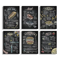 burger shop menu food posters and canvas paintings scandinavian style modern wall art pictures for home bedroom decoration