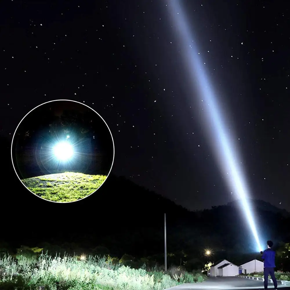 

8000Lm LED Flashlight XHP50 Tactical Torch USB Rechargeable 5 Modes Camping Light Waterproof Zoomable Lantern 18650/26650