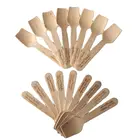 Одноразовая деревянная ложка x500 с плоским краем, десертные ложки, персонализированные столовые приборы, мороженое, пирожное, вечевечерние НКА, барбекю, кафе