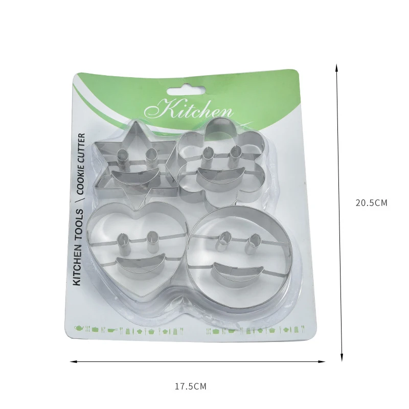 

4PCS Smile Shape Stainless Steel Biscuit Mold Set 3D Smiley Face Cake Biscuit Chocolate Fudge Cutting Mold Kitchen Accessories