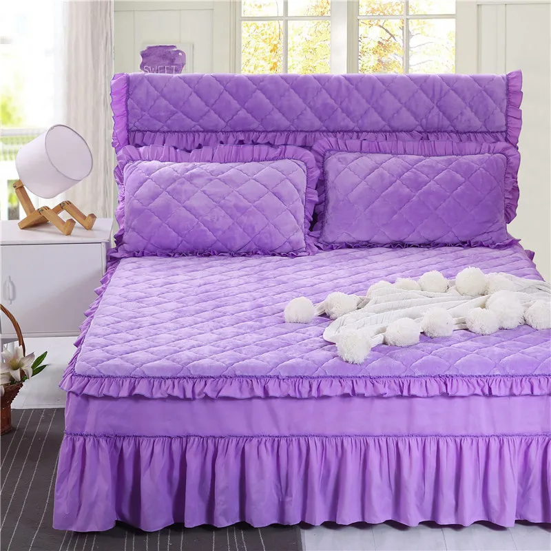 Однотонные теплые покрывала стеганое утолщенное хлопковое постельное белье