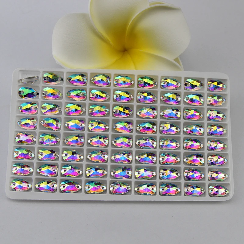 7x12mm 72pcs Все размеры, груша, пришитые стразы, кристалл ab, цвет, стекло, шитье, 3230, капля, плоская задняя сторона, пришитое каменное стекло для свадебного платья - Цвет: 7x12mm 72pcs
