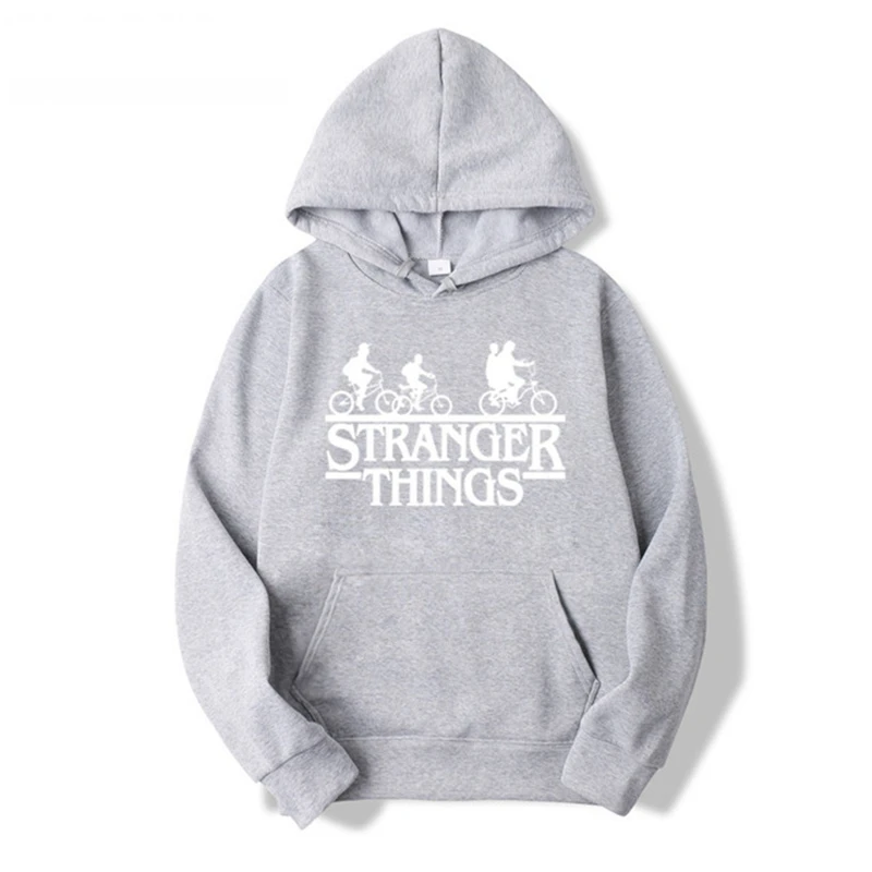 gray Странные вещи толстовки для мужчин для женщин с надписью Осень Harajuku Хип Хоп Толстовка мужская мода зима флис джемпер падение - Цвет: gray