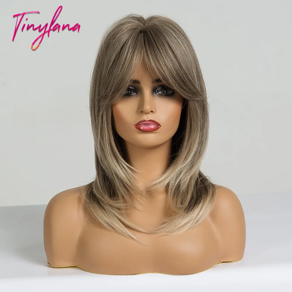 Крошечный парик средней длины для волос LANA коричневый блонд смешанный цвет