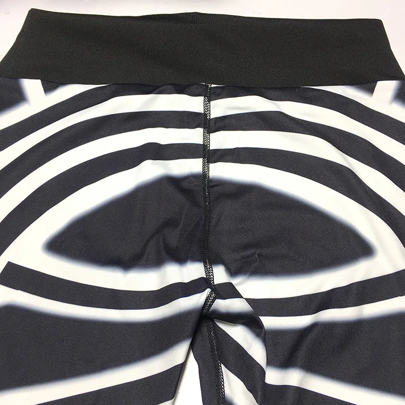 Женские Модные эластичные черные леггинсы с цифровым принтом женские