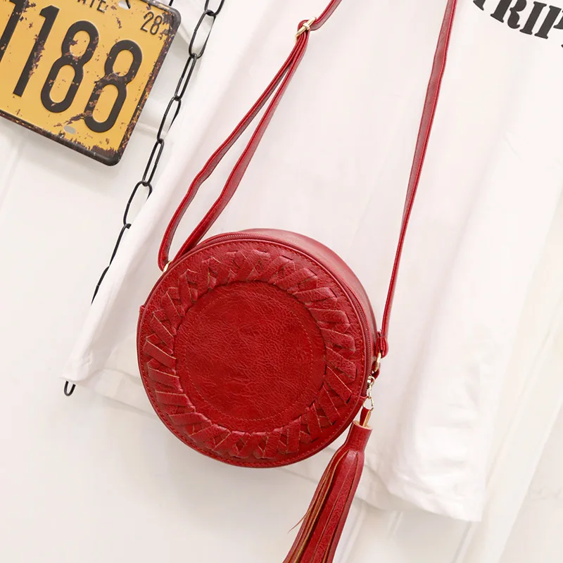 

Woman Round Casual Shoulder Bag Female Adjustable Braided Tassel Small Round Bag Lady Versatile Funny Bag Bolsa Feminina 2020