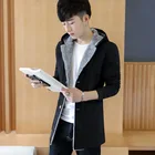 Зимние мужские пальто с теплым капюшоном, модная зимняя мужская теплая куртка с капюшоном, Тренч размера плюс, мужские куртки черного цвета