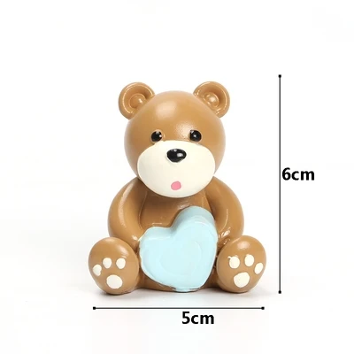 Небесно-голубой Kawaii Медведь любовь Топпер для торта в форме сердца Смола Украшение для торта «С Днем Рождения» дети Вечеринка малыш душ мальчики девочки сувениры вечерние принадлежности - Цвет: Небесно-голубой