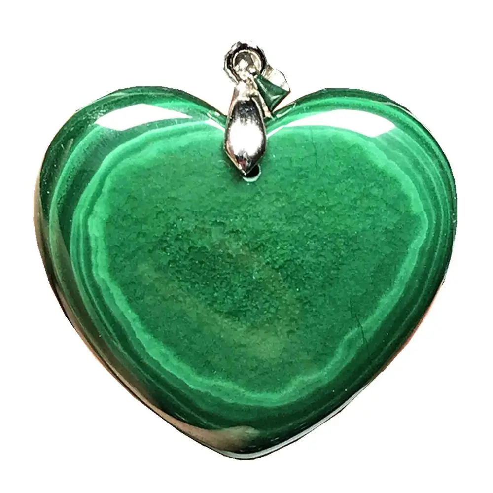 

33x8mm Natural Green Malachite Chrysocolla Necklace Pendant Jewelry For Women Lady Man Silver Heart Crystal Beads Gemstone AAAAA