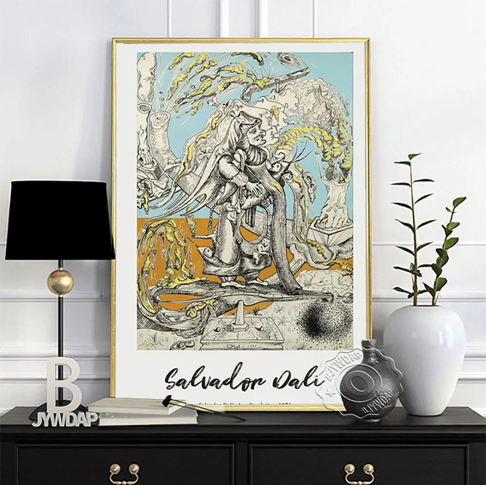 

Salvador Dali Retro Art Print Poster, Surrealism Exhibition Museum Canvas Painting, Vintage Plants Flowers Fruits Wall Art Decor