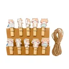 10 шт. милые деревянные зажимы в виде желтого кота, зажимы для фотографий, зажимы для бумаги, канцелярские принадлежности, прищепки, подарки для вечерние ручной работы